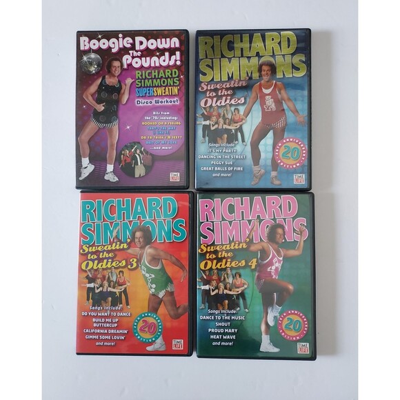 Lot of 4 Richard Simmons DVD's - Sweatin' to the Oldies 3, 4 and Boogie Down - Picture 1 of 1
